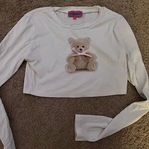 Edikted Cream Teddy Bear Crop Top